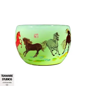 Glow-in-the-Dark Horse Tea Cup Chinese Art Luminous Teaware with Glowing Horse Design for Tea Enthusiasts