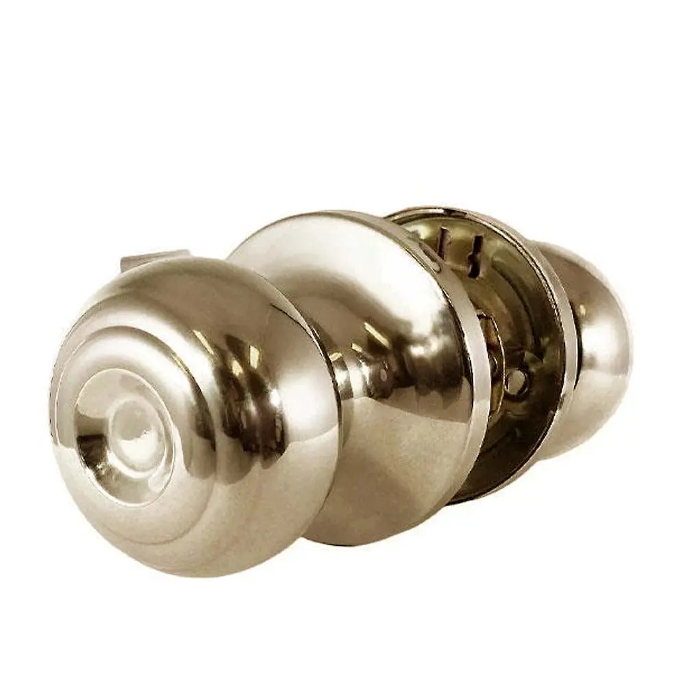 Satin Silver Entry Door Passage Locking Knobset KEL01-SS-PS - Brass Cylinder, Adjustable Door Hardware for Home, Commercial Use