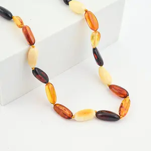 Mixed Amber Beaded Necklace 18 Inches