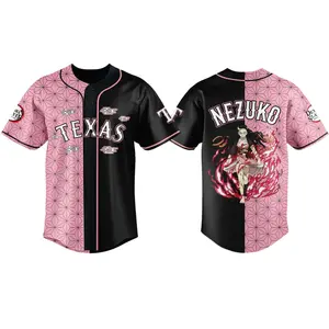 Kamado Nezuko V4 Demon Slayer Baseball Jersey – Anime Sports Streetwear Jersey, Cosplay Outfit Gift for Anime Fans 68E
