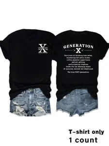 Women's Letter Print Round Neck Tee, Fashion Casual Crew Neck T-Shirt for Daily Holiday Vacation Outdoor Wear, Ladies Clothes for Summer