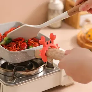 Creative Crab Shaped Silicone Spoon Holder Set, Multifunctional Cute Crab Utensil Rack, Anti-Spill Clamp for Kitchen Organization