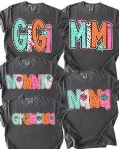 Comfort Colors Grandma Nana Mimi Gigi Shirt, Matching Family Shirt for Her, Mothers Day Gift, Unisex Cotton Graphic Shirt