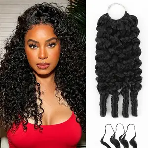 ijoy Natural Black Burmese Curly Human Feather Hair,Invisible Magic Knot & Pre-Stratified Design, No Bulky Seam,Real Human Hair for Seamless Hidden Look 55-60g/pack 14-24inch