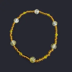Yellow Gold Seed Bead Anklet