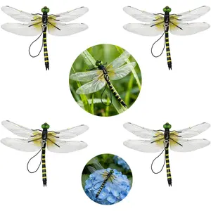 Clips,4PCS Lifelike Fake Dragonflies Outdoor Hanging Ornament & Garden Decor,Clip to Hat Backpack Tent Outdoor Gear for Hiking Gardening Camping,Durable PVC Hanging Use