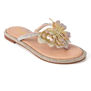 09 Stormy Butterfly Jeweled Sandal - Vegan-Friendly Slip-On Summer Footwear for Women & Girls Lightweight & Flexible Sole Comfortable for Indoor Outdoor Wear