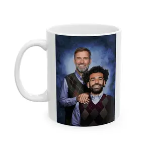 Jurgen Klopp Mo Salah Coffee Mug - Funny Liverpool Tea Coffee Cup for Soccer Football Fans
