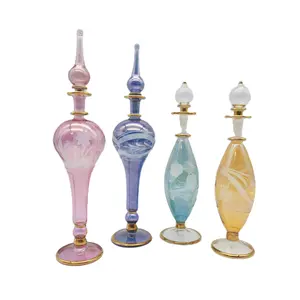 Egyptian Perfume Bottle Etched Colorful Assorted - Made in Egypt