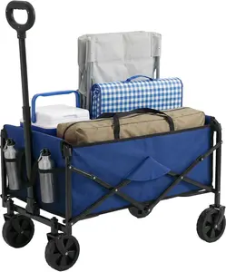 Collapsible Wagon Cart Foldable with Wheels, 67L/220lb Heavy Duty Utility Wagon – 600D Waterproof Oxford Fabric, Detachable Brake Wheels, Adjustable Handle for Camping Grocery Garden