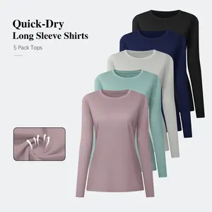 5 Packs Women's Long Sleeve Shirts UPF 50+ Sun Protection Shirts for Hiking Fishing Workout Rash Guard