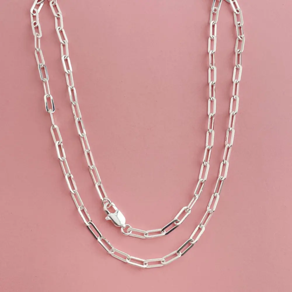 Elegant Paperclip Link Chain Necklace, 925 Silver Plated Italian Jewelry for Women & Men, Waterproof & Hypoallergenic for Daily Wear, 20-24 Inch, Nickel-Free, Chain Jewelry Necklaces, 19.68 Inches, Casual, Female, Secure Clasp, Unisex, Choker & Standard,,