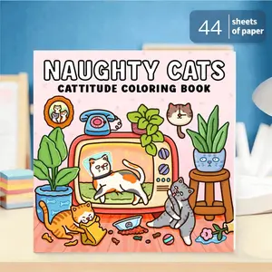 Naughty Cats Coloring Book,  with Easy Designs And Striking Images, Perfect for Unwinding at Home, Reducing Stress, And Sparking Creativity. It's a Fun Activity for Parents And Children, Making It an Ideal Gift for Mother's Day