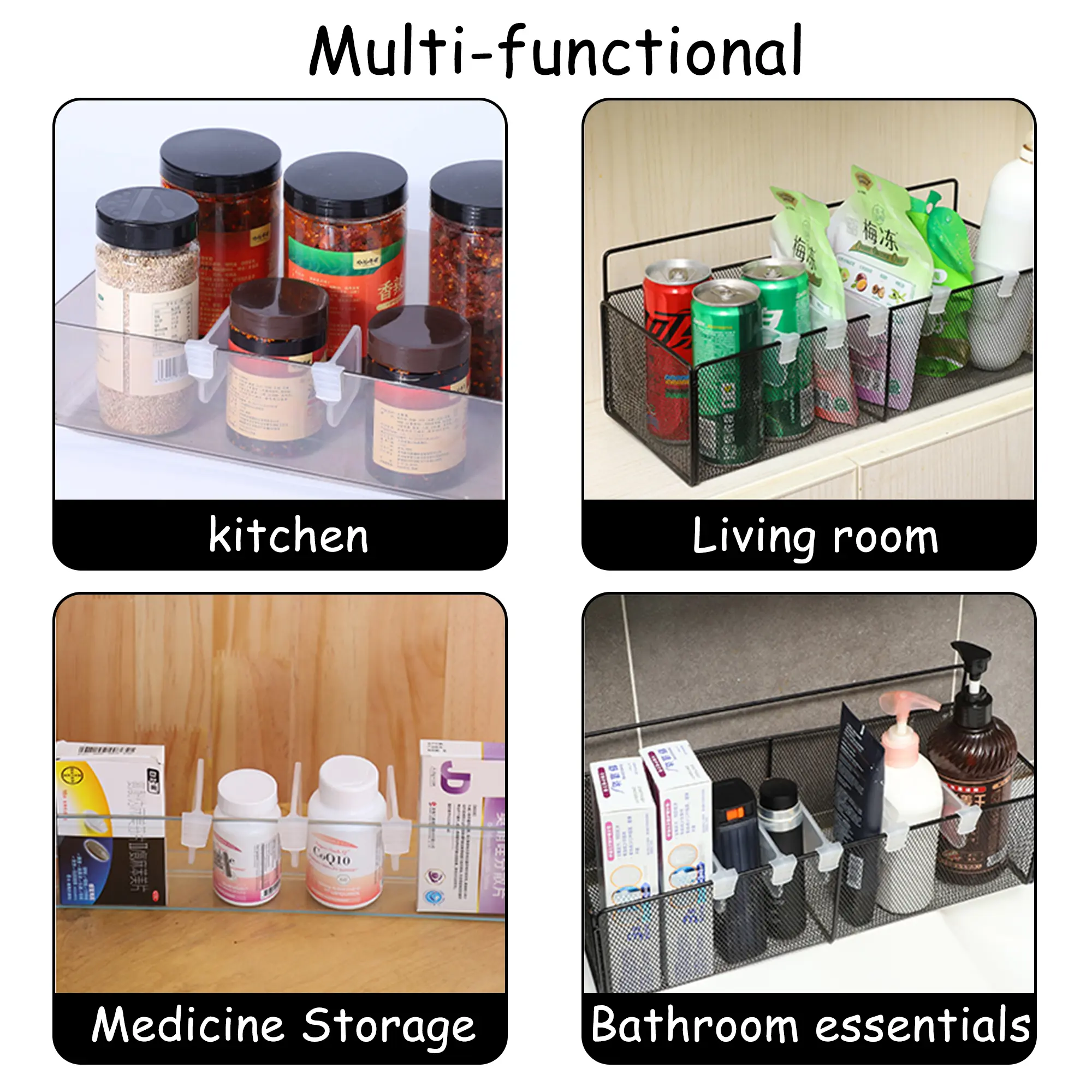 16-Count Multi-Size Adjustable Fridge Drawer Divider Partition Set - Translucent Large Home Appliance Accessory, Sliding Fit Space Saver for Organizing Containers, Shelves, Storage Boxes, Anti-Fall Office Organizer, Easy to Install, Home Kitchen, Kitchen,