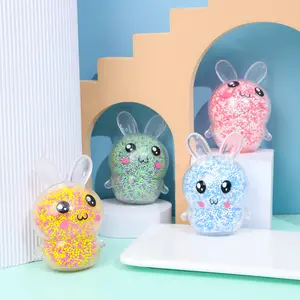 Kawaii Glowing Rabbit Stress Ball - Random Colorful Orbeez Splat Squishy - Decompression Foam Squeeze Toy for Kids Gift