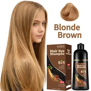 Blonde Brown Hair Dye Shampoo 5 in 1, Natural Plant-Based Formula with Herbal Extracts, Gentle Cleansing & Nourishing, Instant Hair Color for Men & Women, Long-Lasting Blonde Brown Shade, 16.9 Fl Oz
