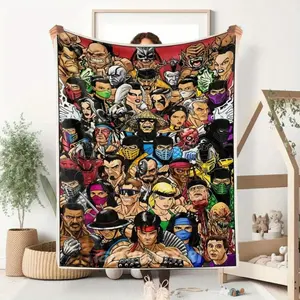 Kombat Fighting Game Characters Throw Blanket - Soft Lightweight All-Season Flannel - Cobra, Sub-Zero, Raiden Designs - for Home, Travel, Camping, Office - Perfect Christmas, Birthday- Video Game Decor for Fans, Camping Essential--Warm Haven Textiles