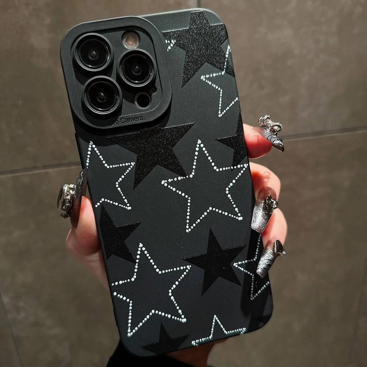 Fashion Star Pattern Phone Case, Decorative Phone Protector Cover, Phone Accessories Compatible with iPhone X 11 12 13 14 15 Plus 15 Pro Max