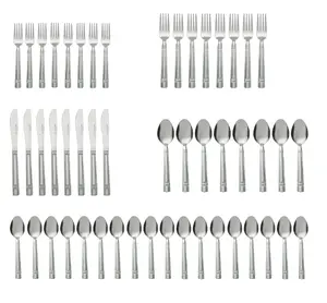 49 Piece Elena Stainless Steel Flatware and Organizer Tray Value Set Silver, Service for 8