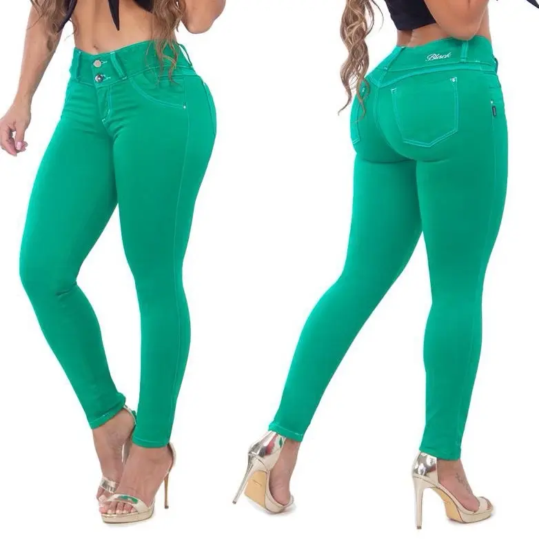 B6930 colombian luxury Jeans Color Green Fashion Womenswear