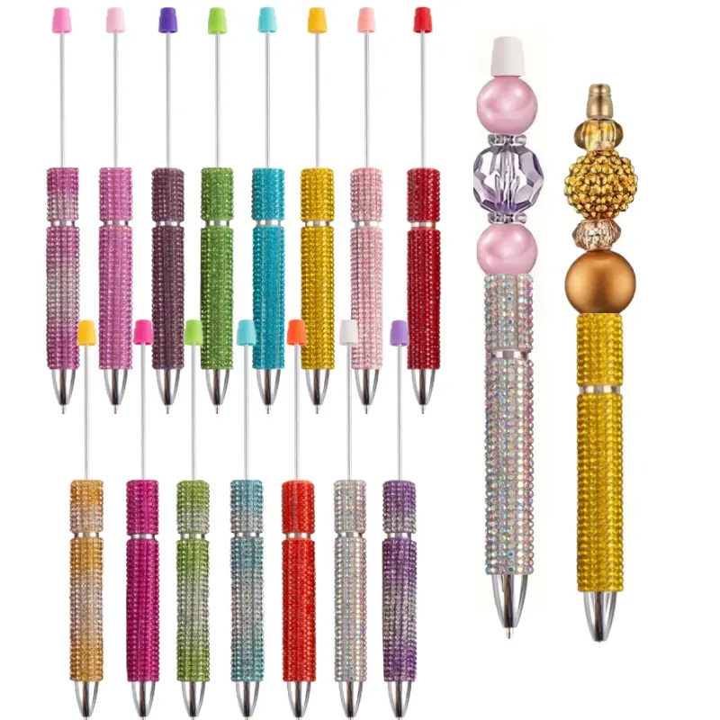 DIY Beaded Pen Cases (5/10 Pieces) - Colorful Diamond-Encrusted Aesthetic Art Colored Pens Set, Bead-Free, School & Office Supplies, Creative Gifts for Students, Aesthetic Pens