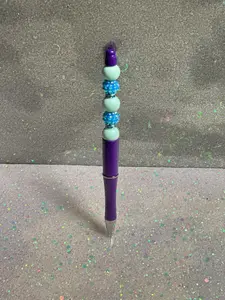 Purple & Turquoise Beaded Gel Pen