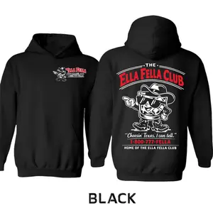Ella Fella Club Hoodies, Southern Western Streetwear Pullover Hoodie, Classic Americana Outfit For Men Women, Unisex Long Sleeve