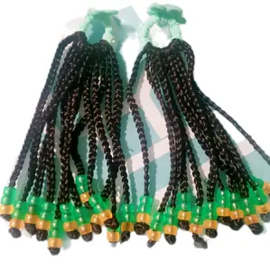 Braided ponytail hair extension with glowinv in the dark beads