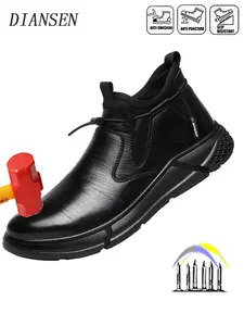 Steel Toe Shoes for Men Comfortable Safety Shoes Work Lightweight Steel Toe Anti-Punctur Slip Resistant Anti-smash Water resistant Sneakers Breathable Safety Sneakers Industrial Work Footwear