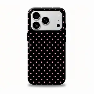 Pink polka dot iPhone case, pink, black, suitable Protective case, fun design, compatible with iPhone 17 Pro Max, 17Air, 16 Pro, 15 Plus, 14, 13, 12 and 11, TPU full screen, shockproof, stylish, scratch-resistant, soft silicone material, drop-proof