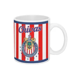 Chivas Guadalajara Soccer Team Ceramic Coffee Mug 11 OZ/15 OZ Multiple Design Options Striped Crest and Star Patterns Ideal Gift for Mexican Football Fans and Daily Use