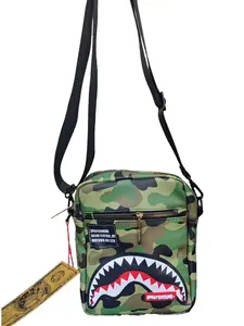 SG Camouflage Shark Print Crossbody Bag, Casual Fashion Shoulder Bag for Men and Women