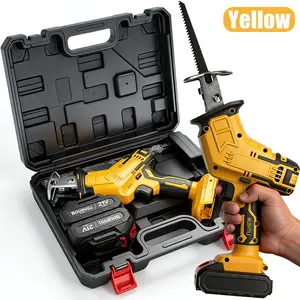 Cordless Reciprocating Saw Kit with 2 Batteries & 4 Blades, Variable Speed, One-Hand Operation, for Wood Metal PVC Cutting, Home & Garden DIY Tool