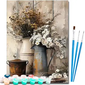 Paint by Number Kits for Adults Beginners, Easy Acrylic Simple Flowers Paint by Number Kits, DlY Watercolor Paint by Numbers Kits on Canvas Without Frame for Home Wall Decor Home Decoration 16x20inch