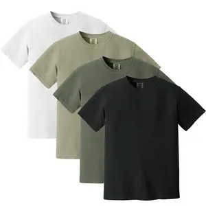 4 Pack Basic Comfort Color T-shirt, Classic Casual Crewneck Unisex Cotton Fabric, Vintage Style, Short Sleeved Tops, Graphic Tee, Perfect For Daily Wear