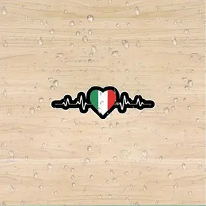 talian Heartbeat Vinyl Sticker - Italian Flag EKG Line Design, Green/White/Red Tricolor Heart Pattern, Waterproof and UV-Resistant Matte Car Sticker, Suitable for Cars, Motorcycles, Helmets - Durable Adhesive Car Decoration Accessory, Stylish Heart Desi