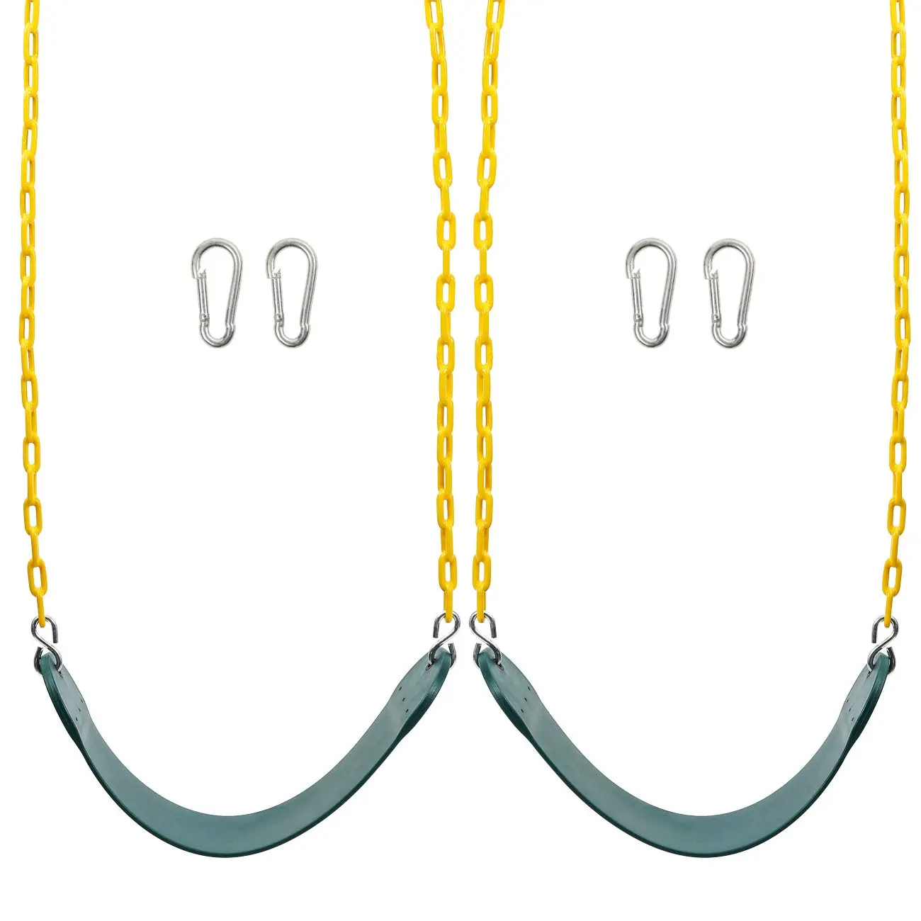 2PCS Heavy-Duty Swing Seats, Outdoor Playground Replacement Accessories with 66 Inches of Chain, Snap Hooks, 26.5" Wide, 5.5" Deep, All Year Round Use, 250lbs Weight Capacity