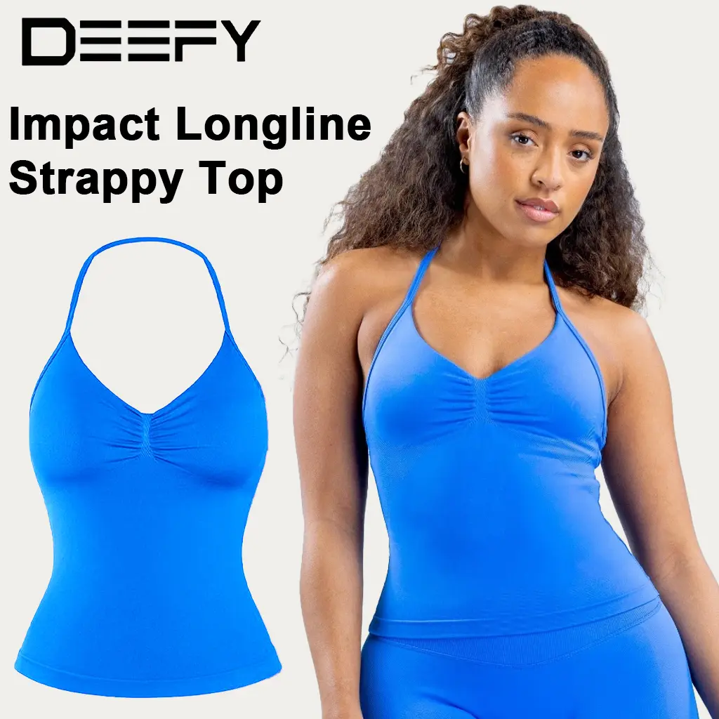[SIZE UP 1-2] DEEFY Impact Longline Strappy Top Fitness Sports Yoga Impact Gymwear Tanks Women Workout Sportswear Activewear Outdoor Running Tops
