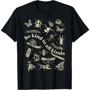 100%25 cotton Vintage Be Kind To All Kinds Bugs Entomology Entomologist T-Shirt funny graphic tee