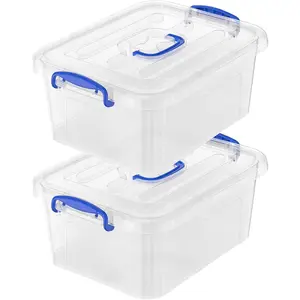 9 Quart Clear Storage Latch Bins with /Handle, Plastic Clear Stackable Box, 9-Liter (2 Pack)