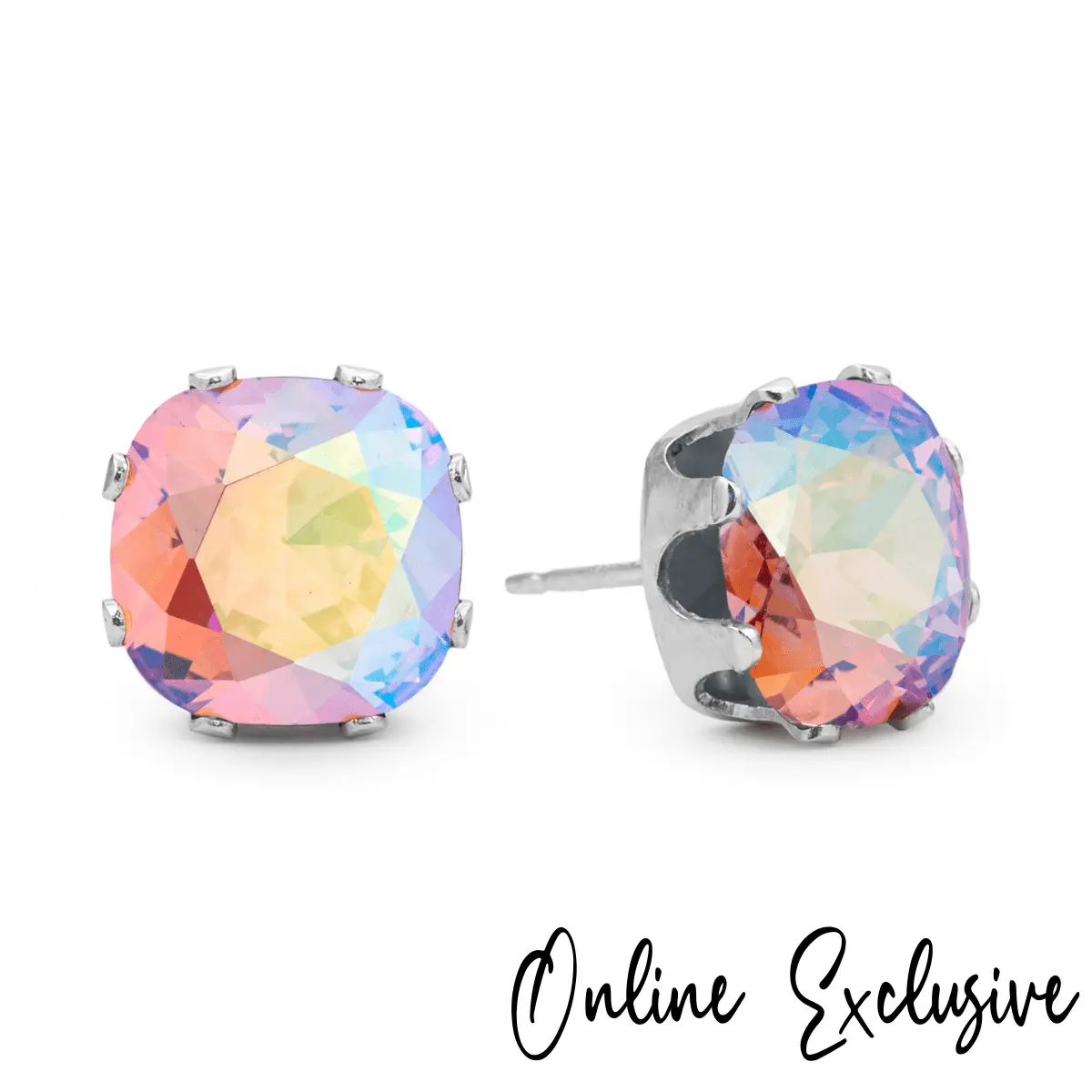 Pink Inc. Cushion Sterling Silver Stud Earrings