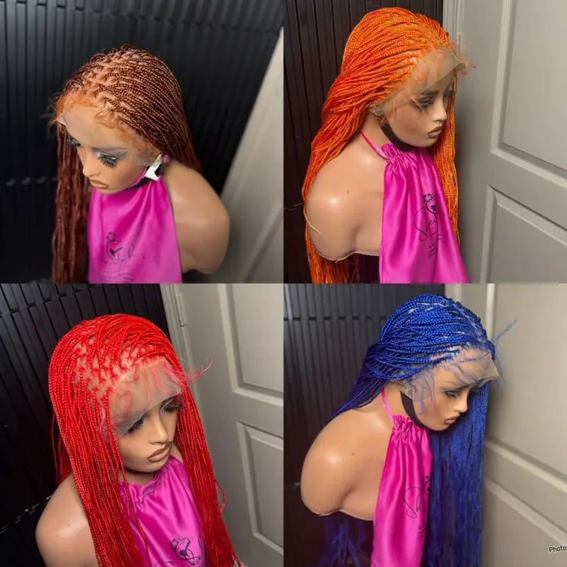knotless Full Lace African Hand braid synthetic for black women - lightweight  braided wig for black women.