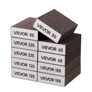 VEVOR Sanding Sponge, 10 Pcs, 60/80/120/180/220 Grit Assortment(2 Each), Washable and Reusable Sanding Blocks for Dry & Wet Use, Coarse to Fine Sandpaper Blocks, for Drywall Wood Metal Furniture