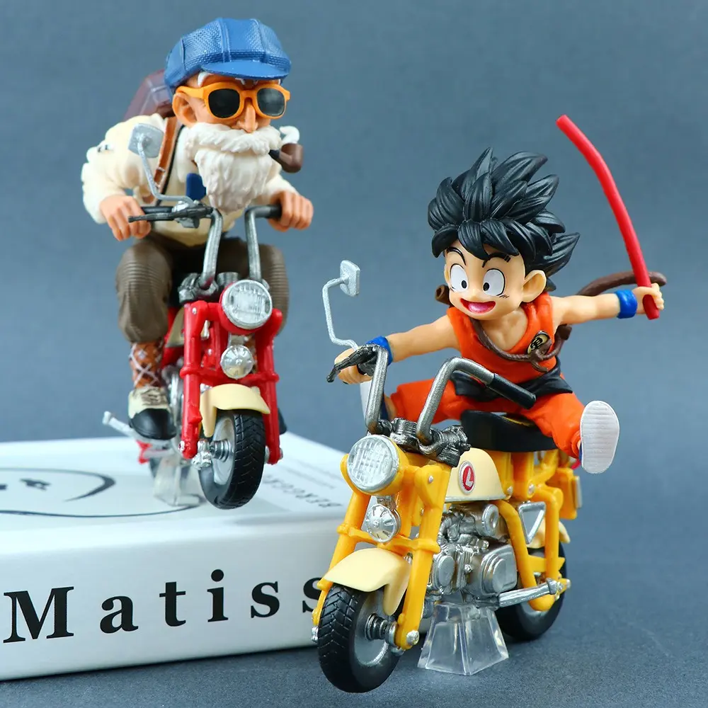 Humorous Wukong & Master Roshi Riding a Bike – Trendy Collectible Figure / Blind Box Toy – Desktop & Car Dashboard Ornament