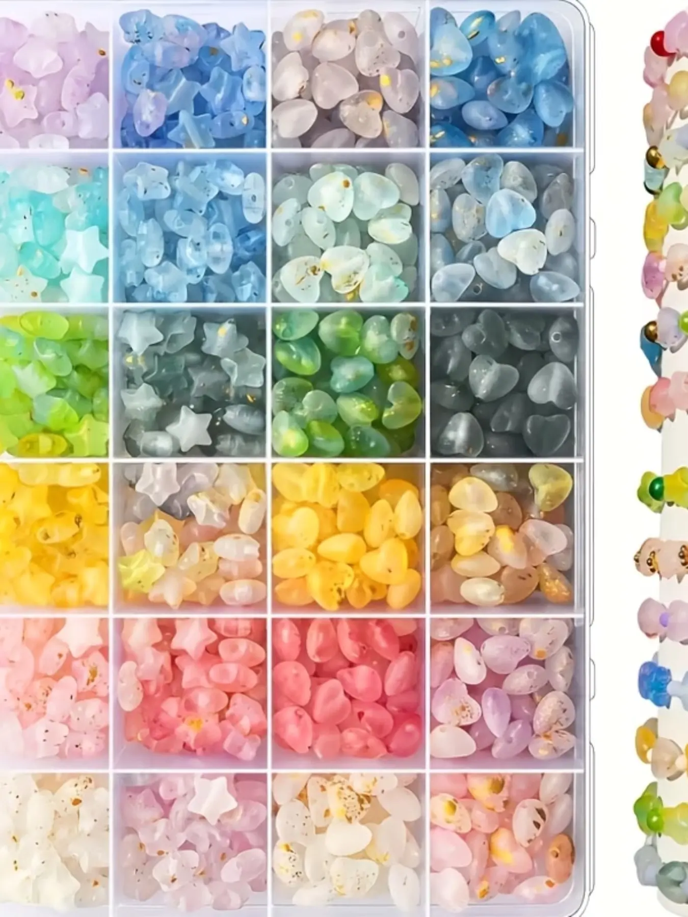 800pcs Soft Multicolor Beads Set, Includes Glitter, Heart/clover-Star Cut, Matte Foil Colors, DIY Jewelry Making, Bracelets, Keychains, DIY Mix Beads, Bead Assortment, Beads For Crafts