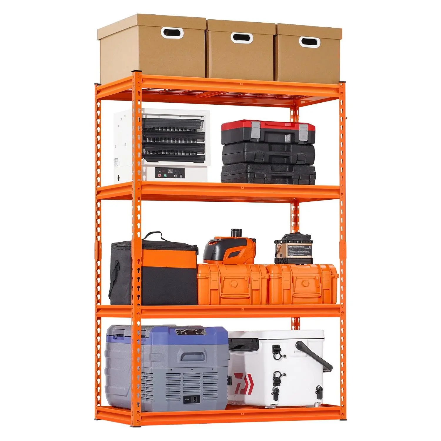 VEVOR Storage Shelves, 2400 lbs, 4 Tier Heavy Duty Garage Shelving, 20 Dx 40 Wx 60 H Adjustable Metal Shelves for Industrial Shelving Unit Utility Shelf, for Kitchen, Warehouse, Basement, Orange