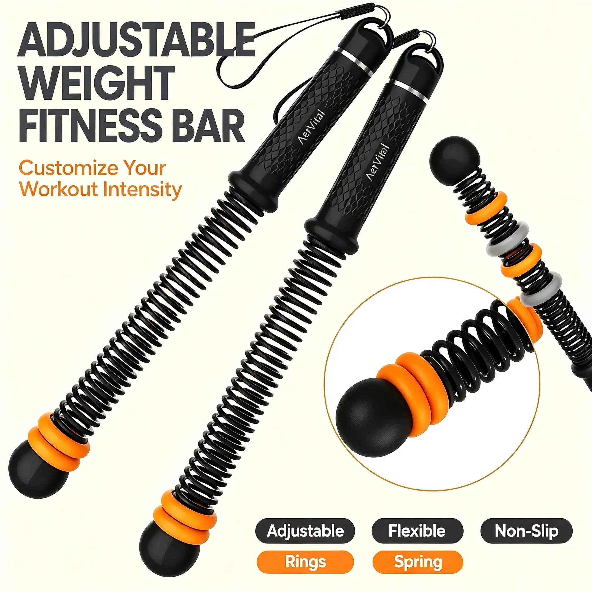 Cordless Weighted Battle Rope Trainer with Comfortable Handles, Wrist Straps, Secure Hold - Mini No-Frills Functional Home Gym Equipment for Unisex Resistance, Cardio, Arm Training & Gym Workout