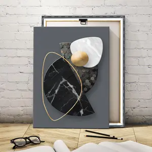 Wooden Framed Canvas Painting, Geometric Art Abstract Poster, Modern Art, Fashion Decoration, Living Room Bedroom Decoration, Hallway Office Mural, Kitchen, Home Poster, Wall Art Painting, Ornaments