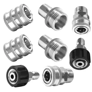 M MINGLE Cleaning Machine Adapter Set, Car Cleaning Kit, Car Wash Tool Accessories, Stainless Steel Quick Disconnect Kit, Pressure Washer Adapter Set with 4 Types of Connectors, Car Stuff, Tools, Car Wash Accessory