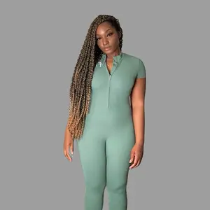 Fitted Jumpsuit T - Womenswear in Green, Gray and Blue with Comfortable Fit- Fitness jumper  Workout in a cute comfortable fit